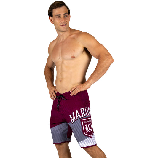 QLD Maroons Mens Barrel Board Shorts