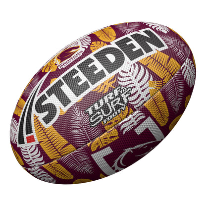 Brisbane Broncos Turf To Surf Beach Footy Ball - Size 3