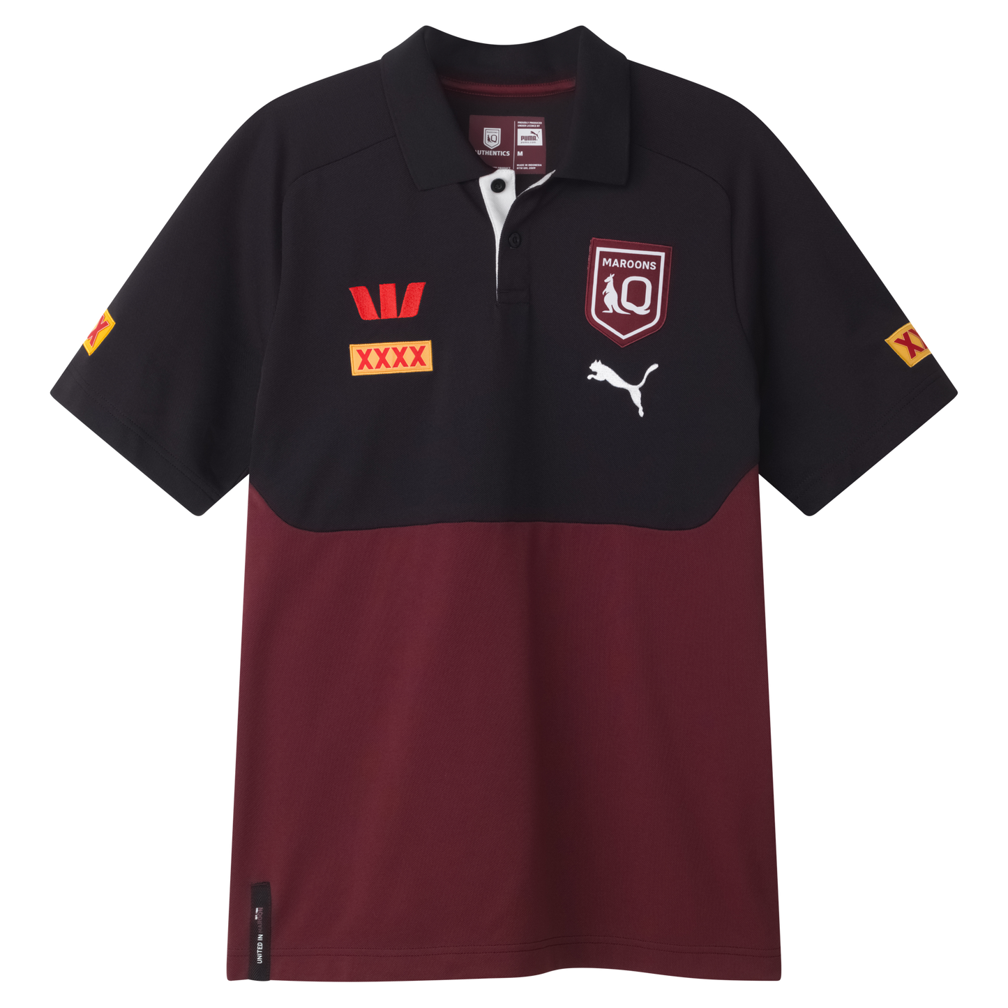 QLD Maroons 2025 Mens Black Team Polo