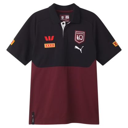 QLD Maroons 2025 Mens Black Team Polo