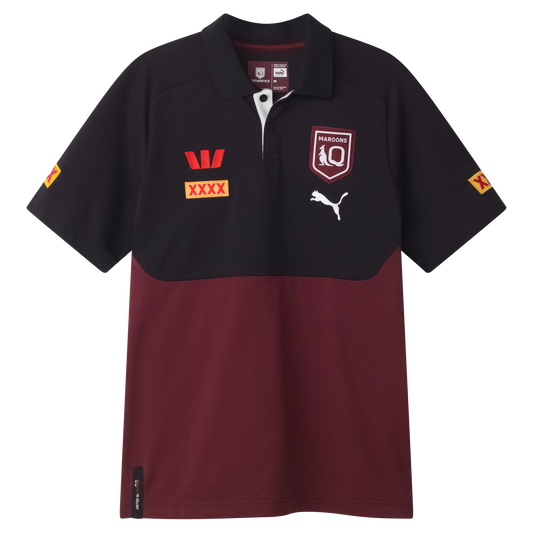 QLD Maroons 2025 Mens Black Team Polo