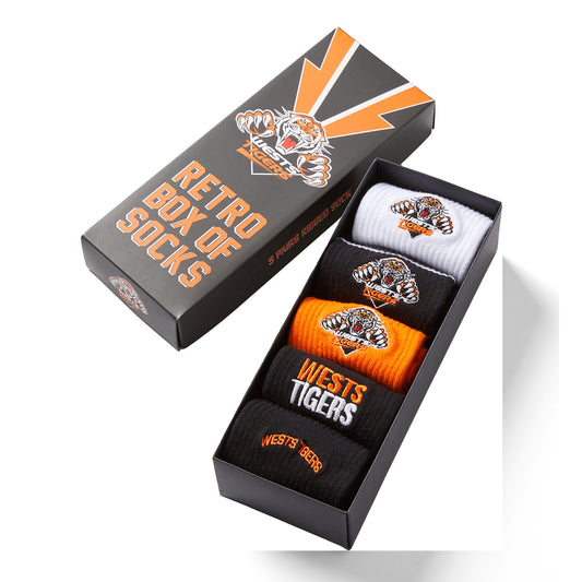 Wests Tigers Mens Retro Box Of Socks