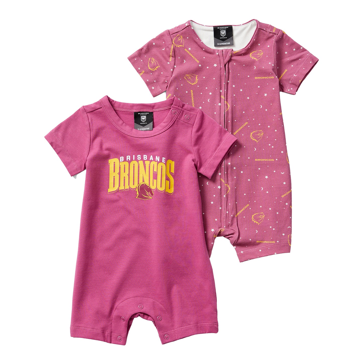 Brisbane Broncos Toddler Short Sleeve 2 Pack Romper