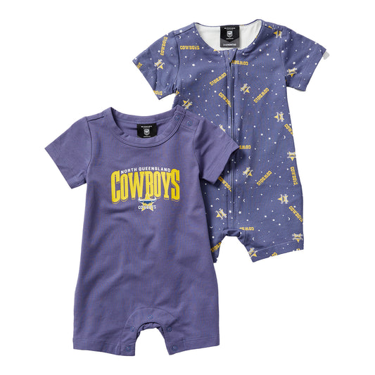 North Queensland Cowboys Toddler Short Sleeve 2 Pack Romper