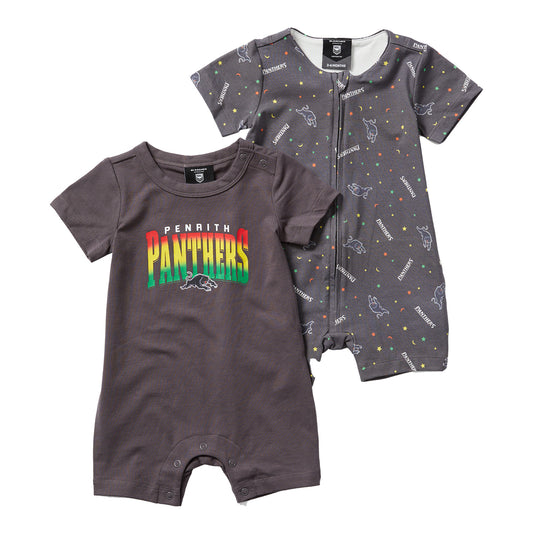 Penrith Panthers Toddler Short Sleeve 2 Pack Romper