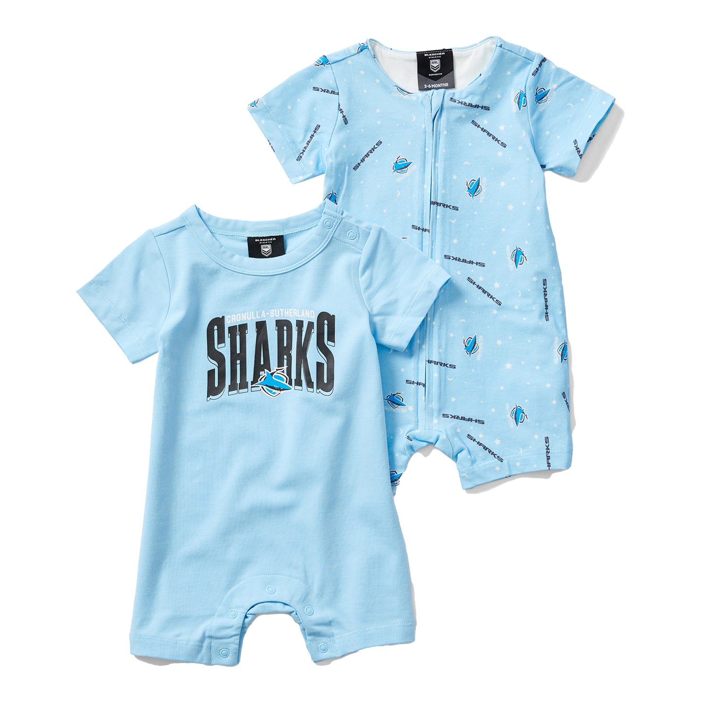 Cronulla-Sutherland Sharks Toddler Short Sleeve 2 Pack Romper