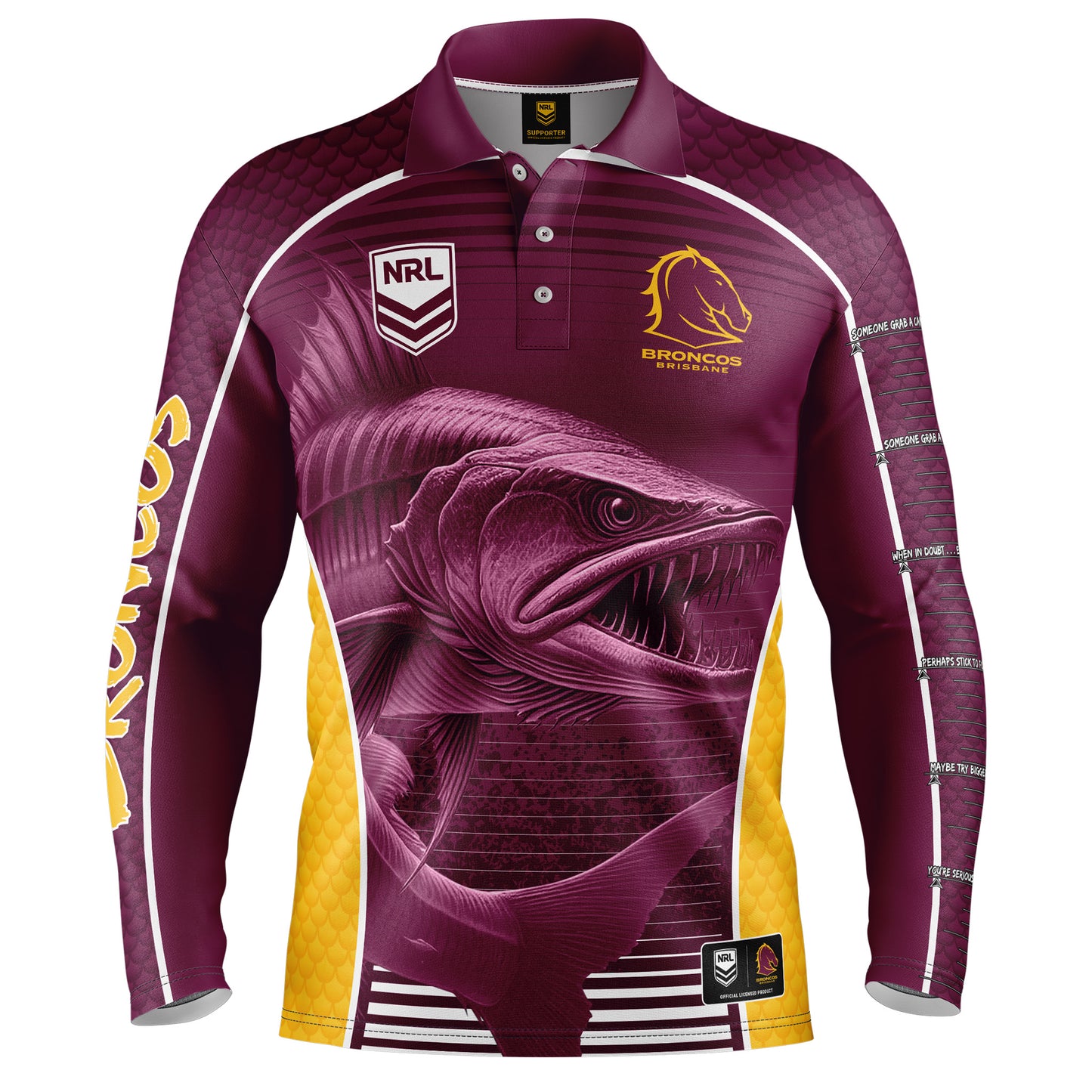 Brisbane Broncos Mens Barracuda Fishing Shirt