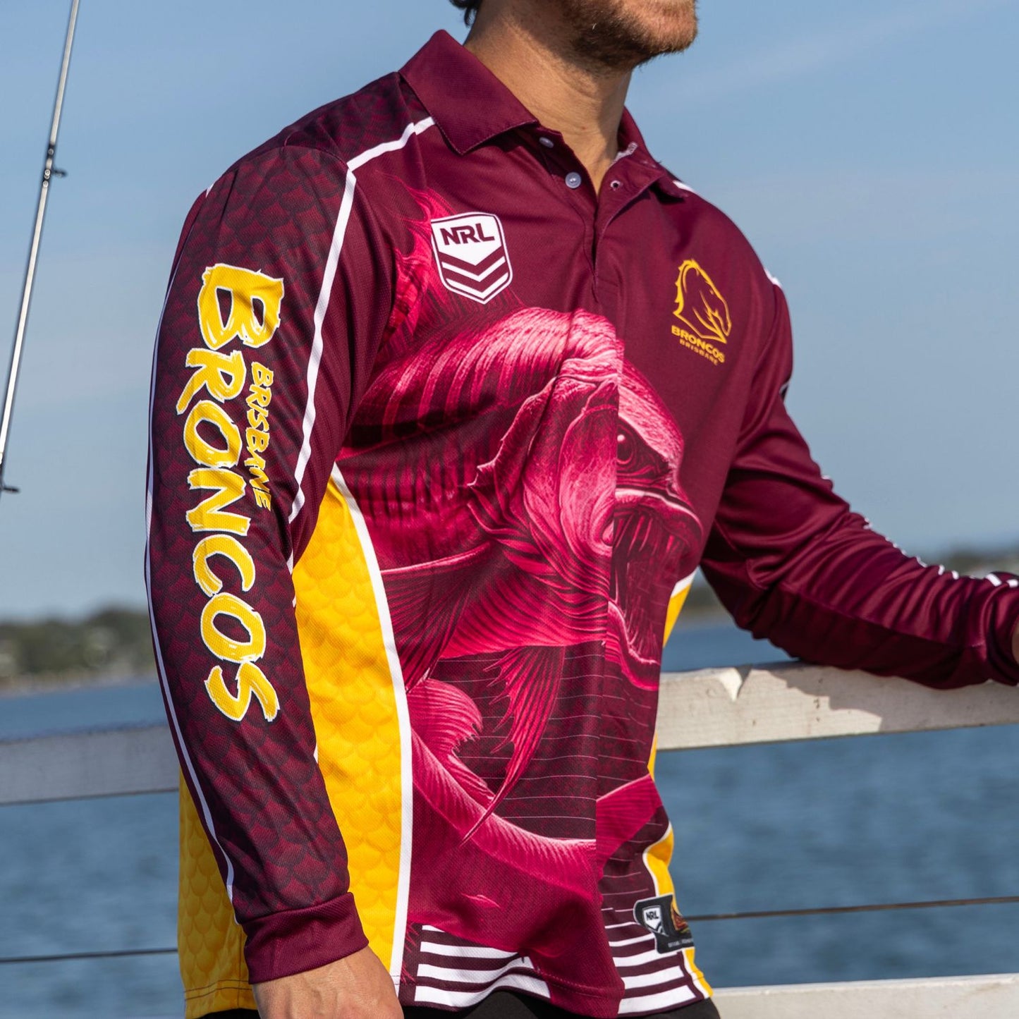 Brisbane Broncos Mens Barracuda Fishing Shirt