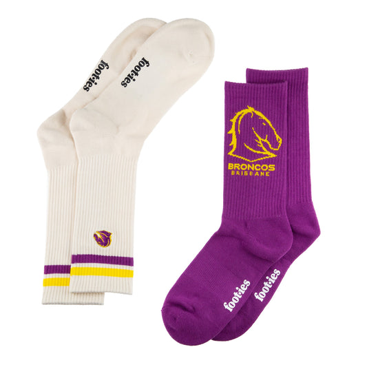 Brisbane Broncos Icons Sneaker Sock 2 Pack