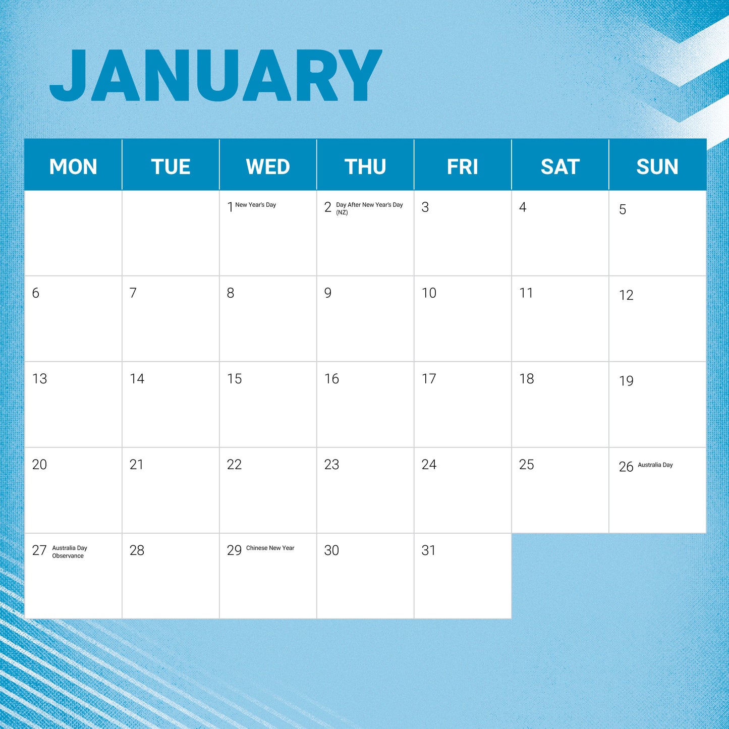 Cronulla-Sutherland Sharks 2025 Calendar