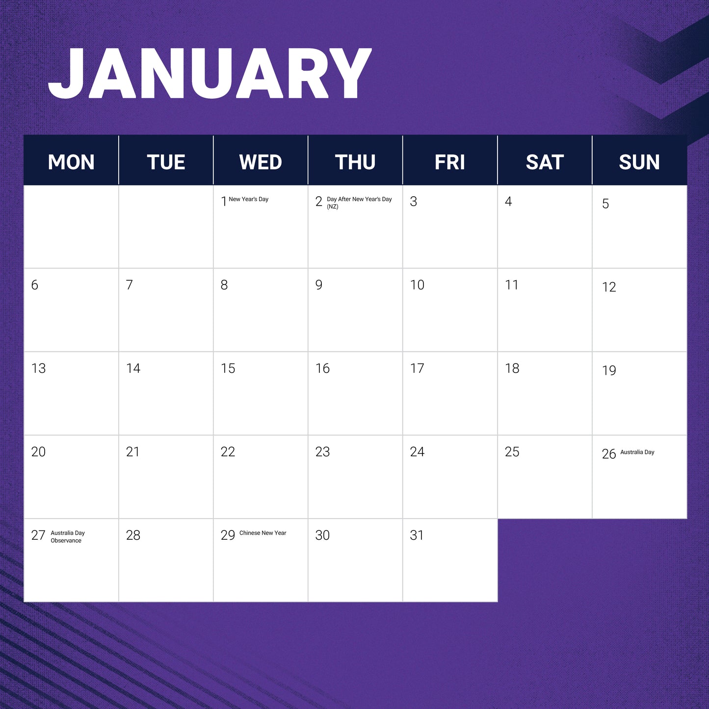 Melbourne Storm 2025 Calendar