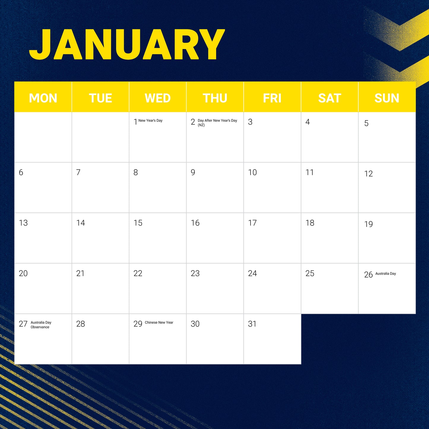 North Queensland Cowboys 2025 Calendar