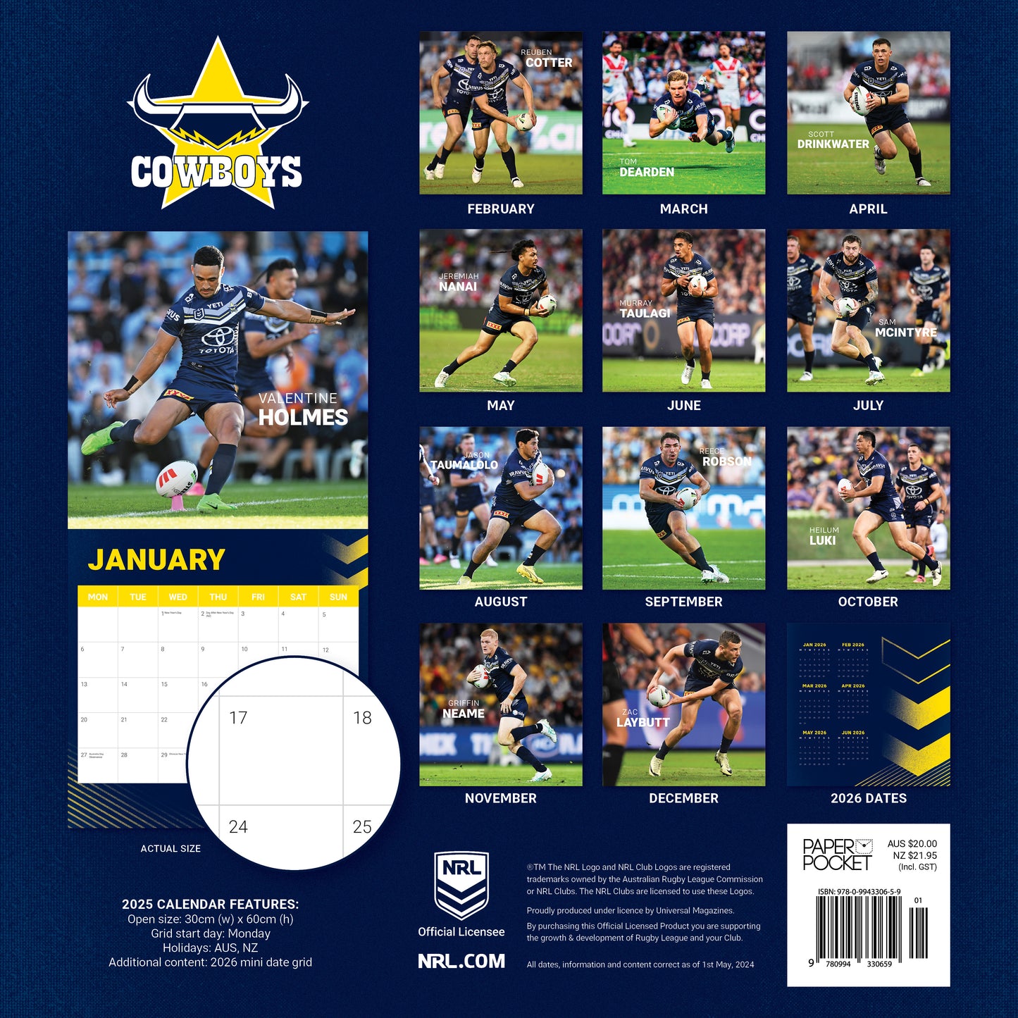 North Queensland Cowboys 2025 Calendar