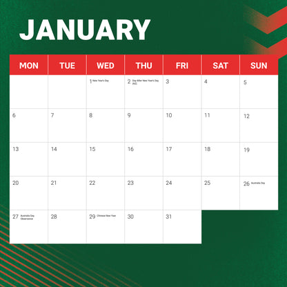 South Sydney Rabbitohs 2025 Calendar