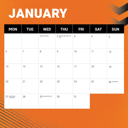 Wests Tigers 2025 Calendar