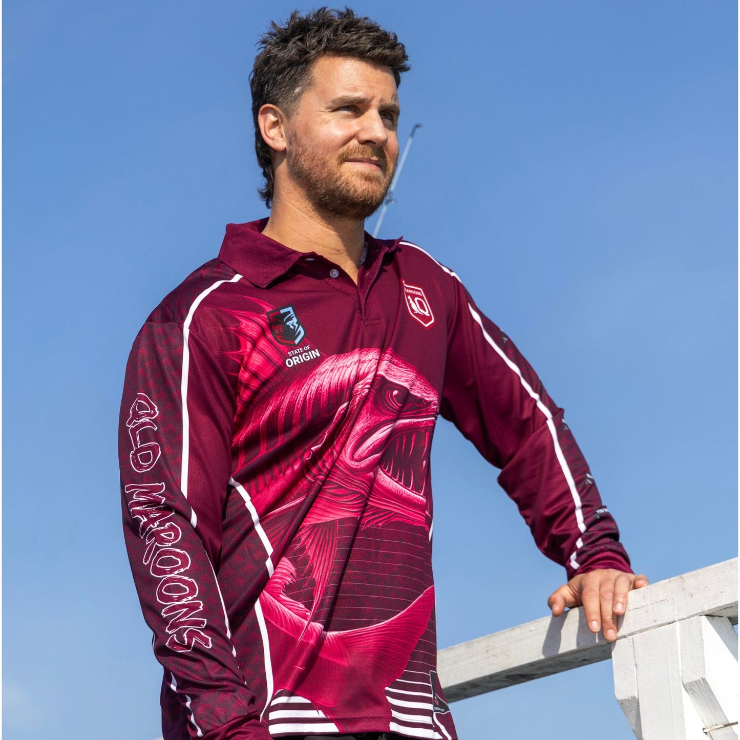 QLD Maroons SOO Mens Barracuda Fishing Shirt