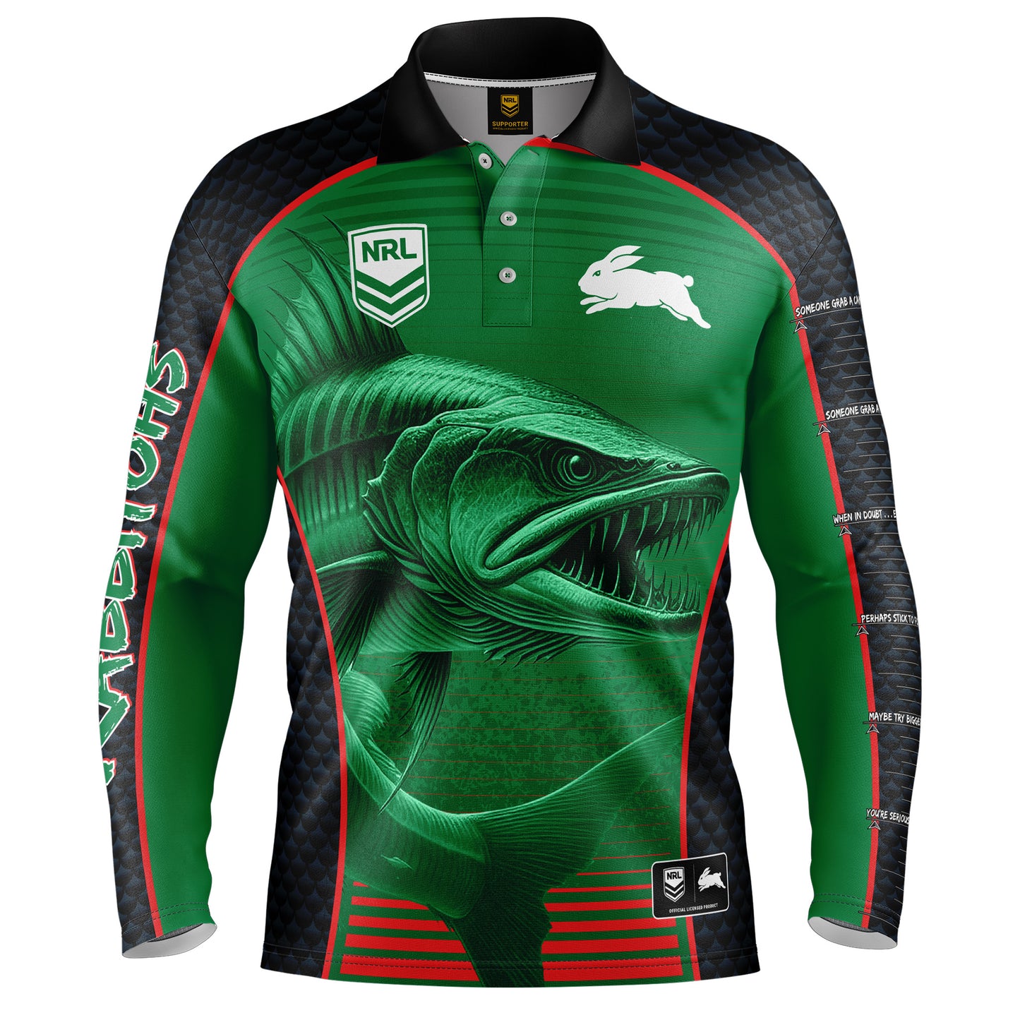 South Sydney Rabbitohs Mens Barracuda Fishing Shirt