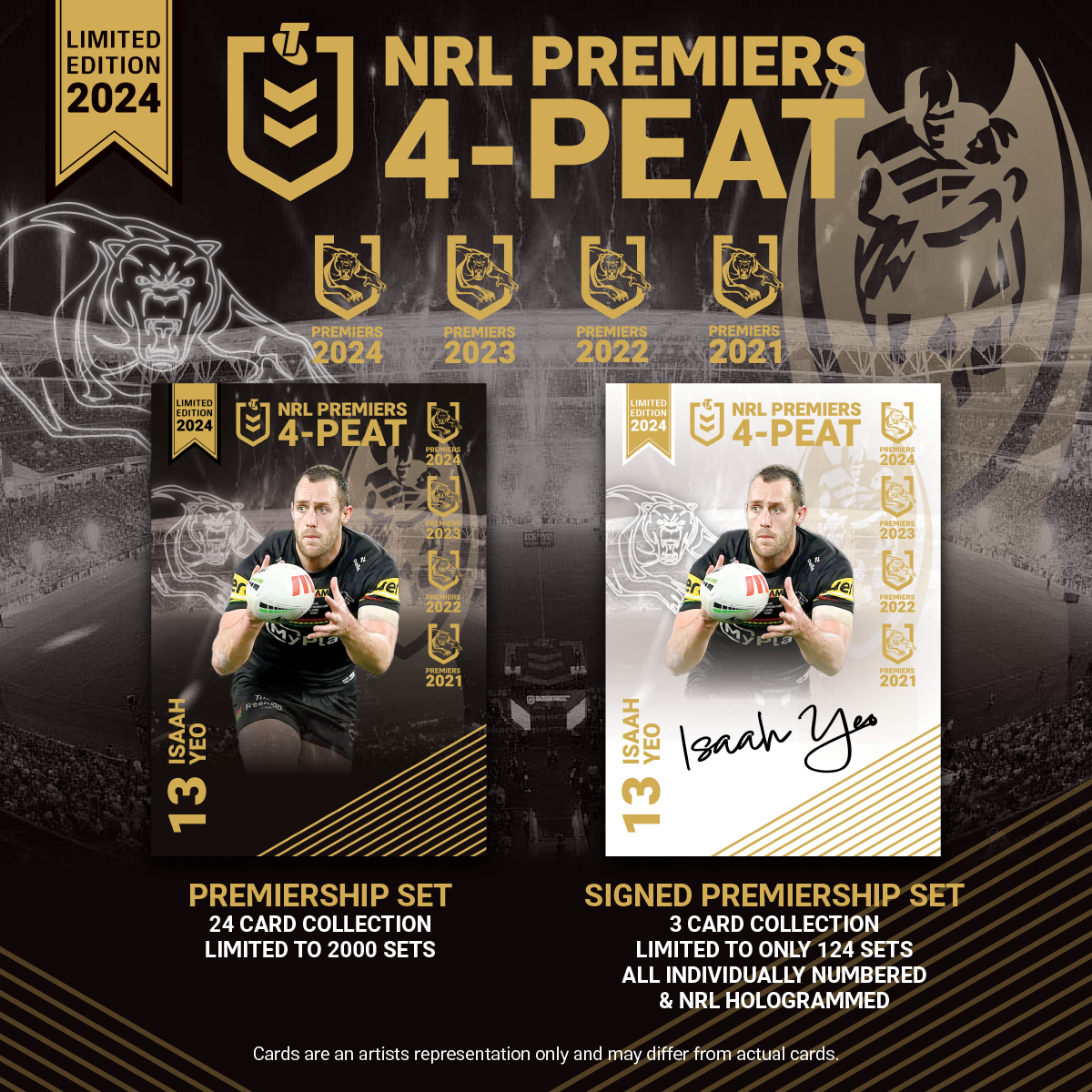 2024 Premiership Penrith Panthers Signed Trading Card Set - 3 Cards