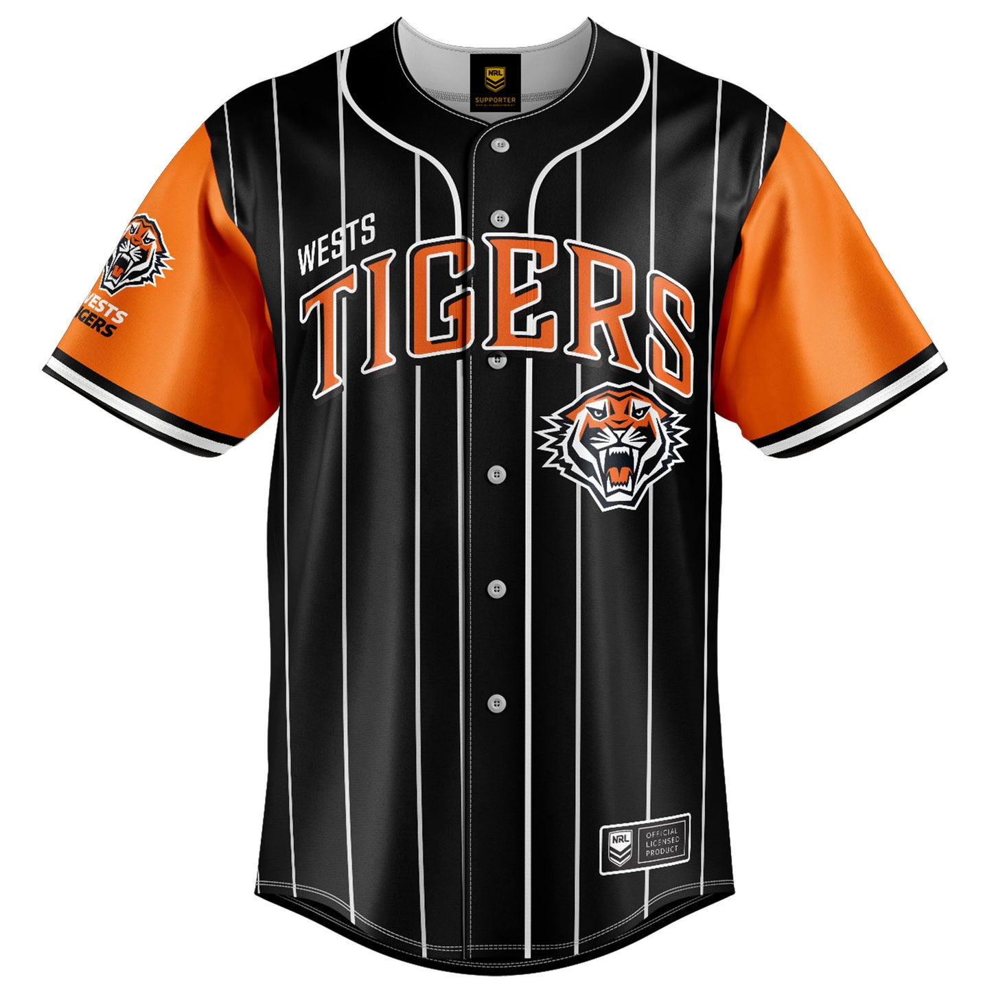 Wests Tigers Adults Slugger Baseball Shirt